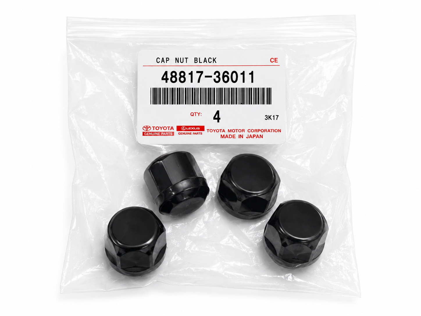 Caches Écrous Noirs Toyota / Lexus d’Origine – Référence 48817-36011 (Lot de 4)